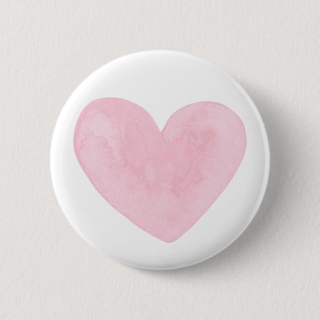 Badge Rond 5 Cm Aquarelle rose coeur mignon. Mariage romantique (Devant)