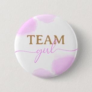 Badge Rond 5 Cm Aquarelle rose et bleu Or Script Révélation de gen