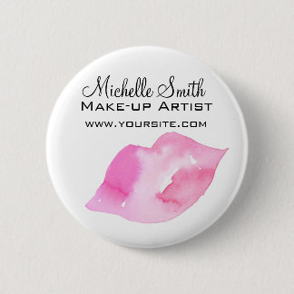 Badge Rond 5 Cm Aquarelle rose lèvres maquillage marque