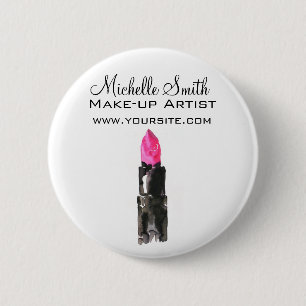 Badge Rond 5 Cm Aquarelle rose rouge à lèvres marque maquillage