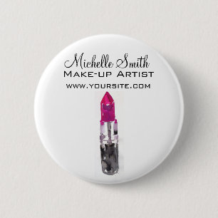 Badge Rond 5 Cm Aquarelle rose rouge à lèvres marque maquillage