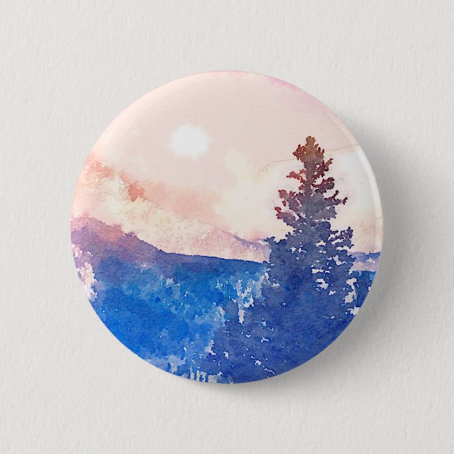 Badge Rond 5 Cm Aquarelle solitaire d'arbre (Devant)