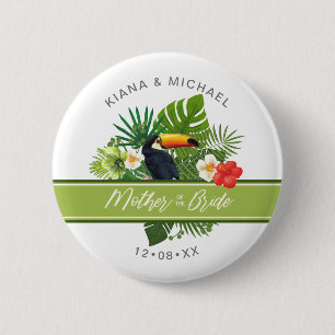 Badge Rond 5 Cm Aquarelle Tropical Mother of Bride Green ID577