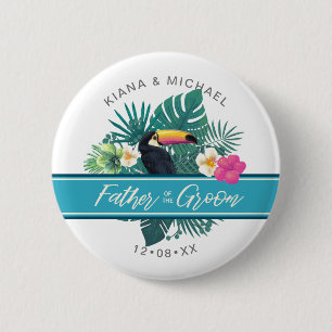 Badge Rond 5 Cm Aquarelle Tropical Père de la chambre Turquoise ID