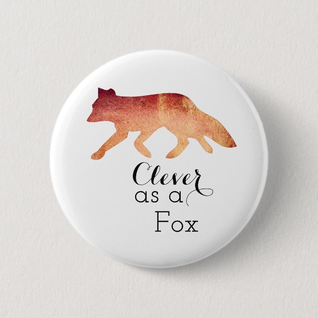 Badge Rond 5 Cm Aquarelle typographique Fox (Devant)