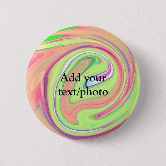 Badge Rond 5 Cm Aquarelle vert simple ajouter votre nom de texte (Devant)