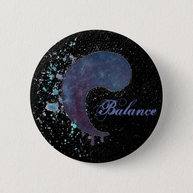 Badge Rond 5 Cm Aquarelle Yin Yang - équilibre (Devant)