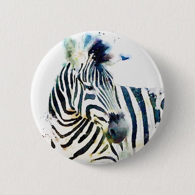 Badge Rond 5 Cm Aquarelle Zebra (Devant)