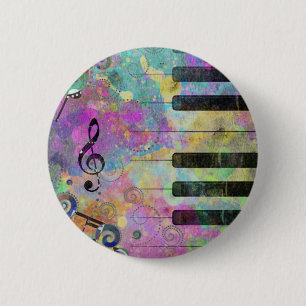 Badge Rond 5 Cm Aquarelles cool éclabousser piano coloré