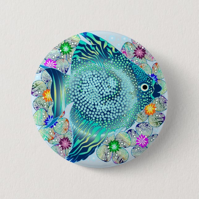 Badge Rond 5 Cm Aquarium Marine Fish (Devant)