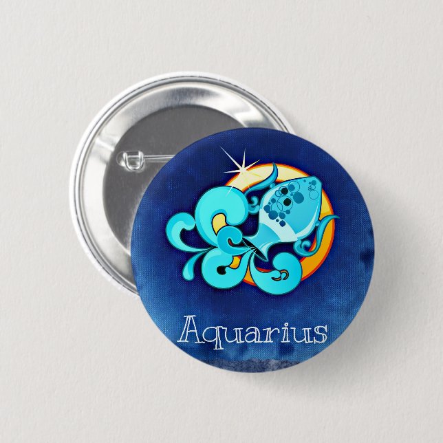 Badge Rond 5 Cm Aquarius (Devant & derrière)