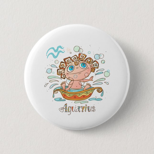 Badge Rond 5 Cm Aquarius Cartoon Baby (Devant)