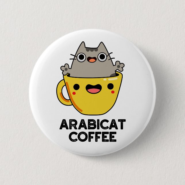 Badge Rond 5 Cm Arabicat Coffee Amusant Arabica Cat Pun (Devant)