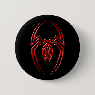 Badge Rond 5 Cm Araignée de fer - rouge et noir