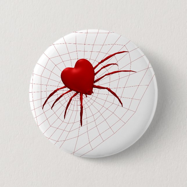 Badge Rond 5 Cm Araignée des Coeurs rouges (Devant)