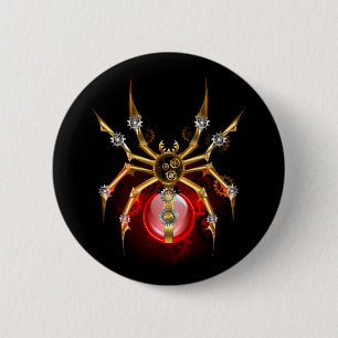 Badge Rond 5 Cm Araignée en vapeur noire
