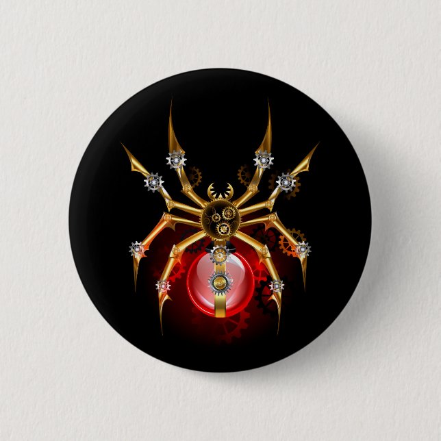 Badge Rond 5 Cm Araignée en vapeur noire (Devant)