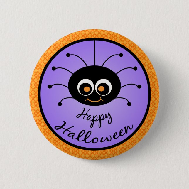 Badge Rond 5 Cm Araignée heureuse de Halloween Toon (Devant)