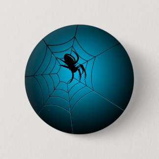 Badge Rond 5 Cm Araignée noire de Halloween sur le Web
