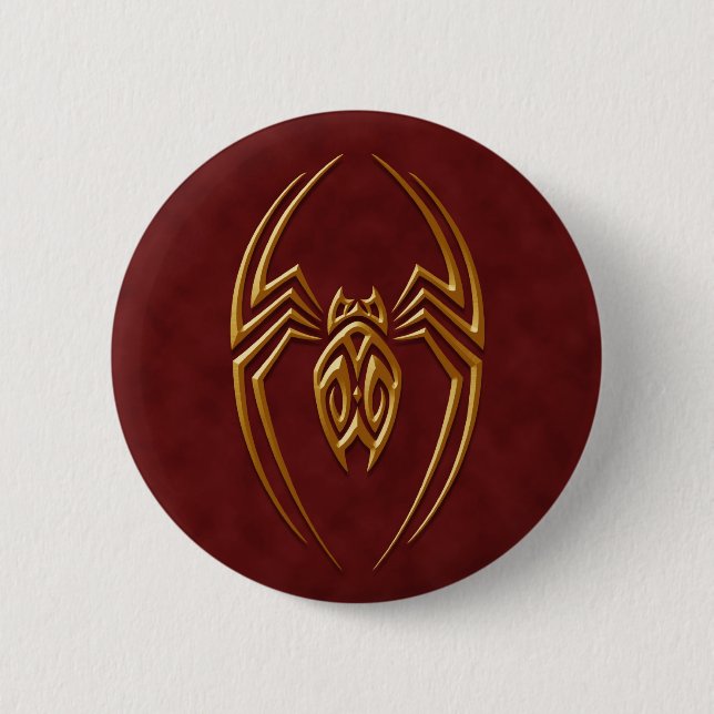 Badge Rond 5 Cm Araignée rouge d'or de fer (Devant)