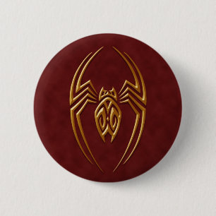 Badge Rond 5 Cm Araignée rouge d'or de fer