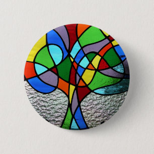 Badge Rond 5 Cm Arbre abstrait d'insigne de la vie