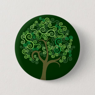 Badge Rond 5 Cm Arbre abstrait vert