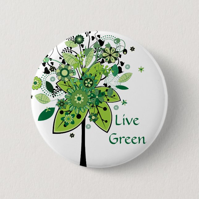 Badge Rond 5 Cm Arbre abstrait vert (Devant)