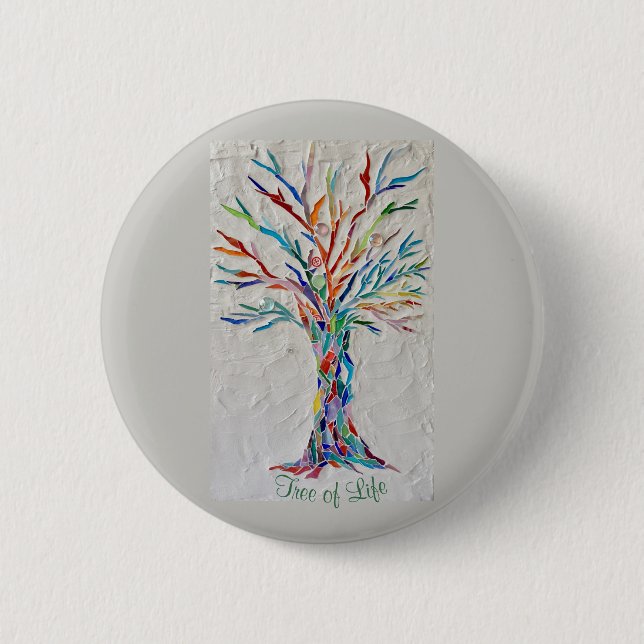 Badge Rond 5 Cm Arbre arc-en-ciel (Devant)