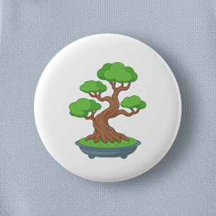 Badge Rond 5 Cm Arbre Bonsaï Japonais Tordu
