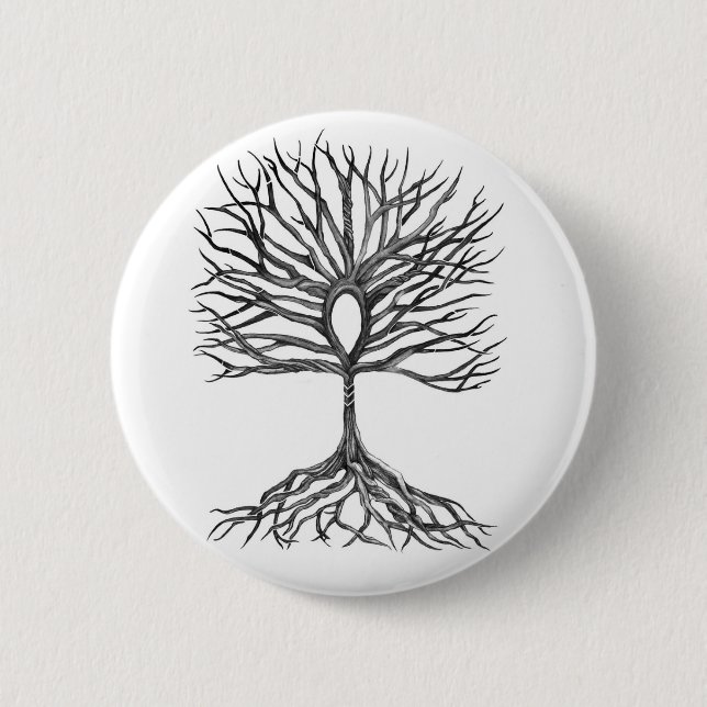Badge Rond 5 Cm Arbre d'Ankh de conception de la vie (Devant)