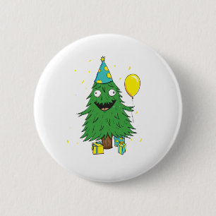 Badge Rond 5 Cm Arbre d'anniversaire de Noël