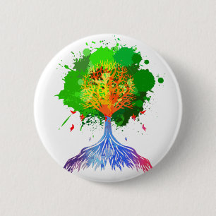 Badge Rond 5 Cm Arbre d'arc-en-ciel de la vie