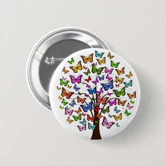 Badge Rond 5 Cm Arbre d'arc-en-ciel de papillon