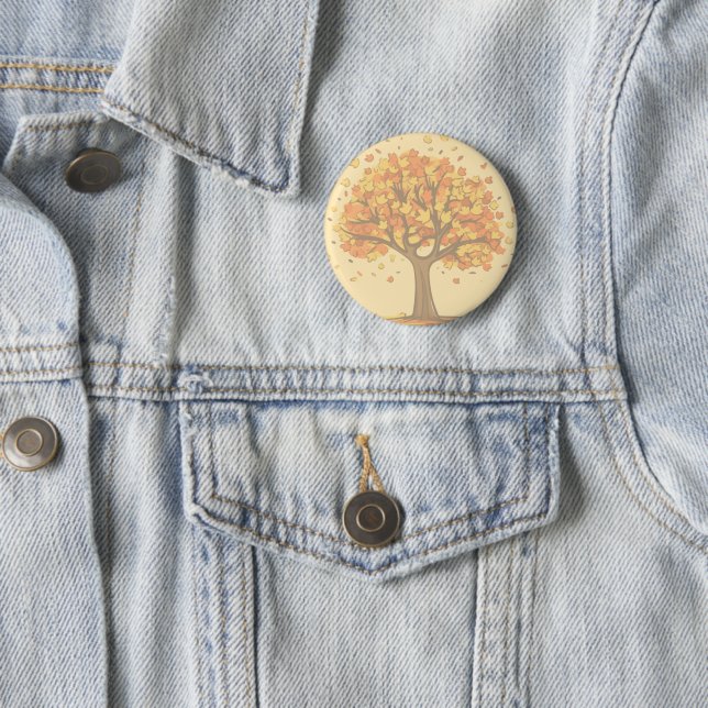 Badge Rond 5 Cm Arbre d'automne (En situation)