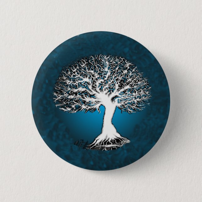 Badge Rond 5 Cm Arbre de la vie bleu (Devant)