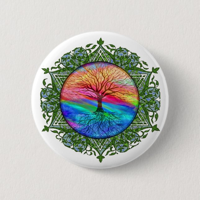 Badge Rond 5 Cm Arbre de l'apaisement de la vie (Devant)