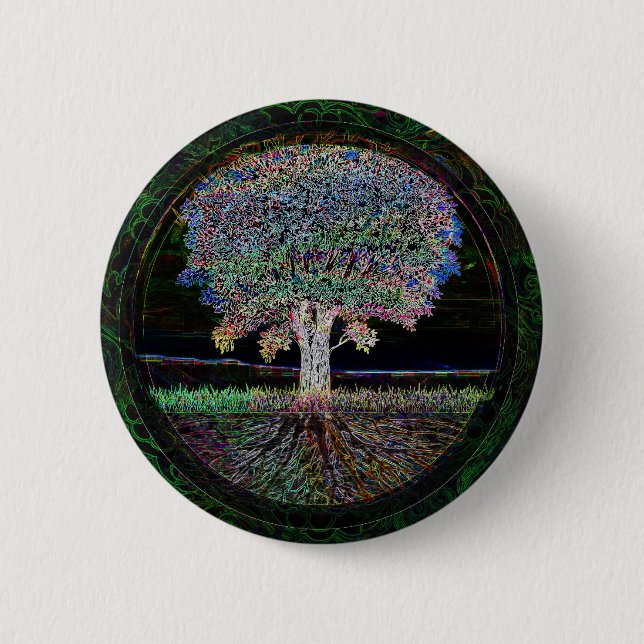 Badge Rond 5 Cm Arbre de l'excellence de la vie (Devant)