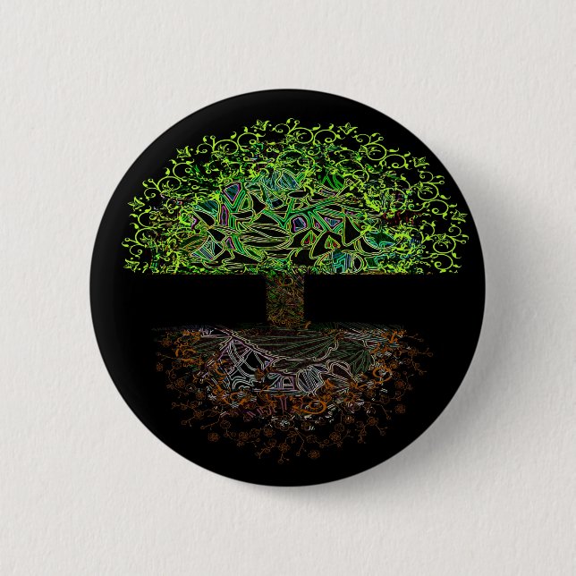 Badge Rond 5 Cm Arbre de lueur de la vie (Devant)