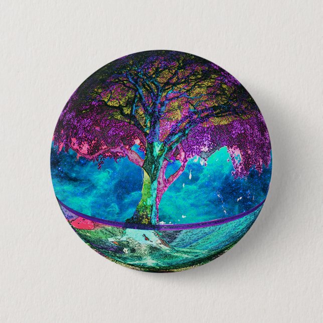Badge Rond 5 Cm Arbre de méditation de la vie (Devant)