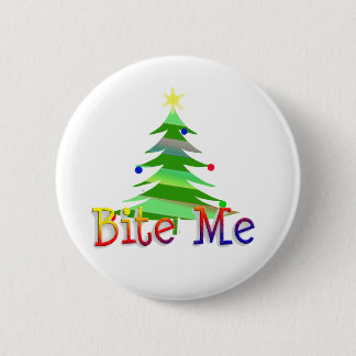 Badge Rond 5 Cm Arbre de Noël Bite Me