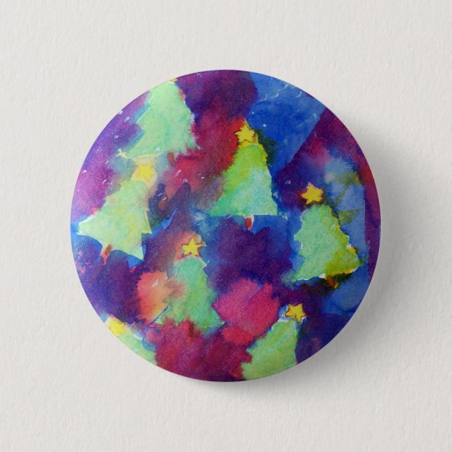 Badge Rond 5 Cm Arbre de Noël, Bouton (Devant)