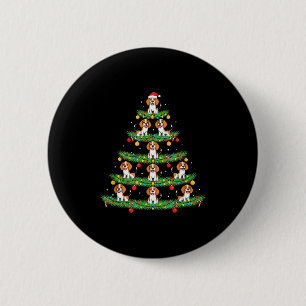 Badge Rond 5 Cm Arbre de Noël Chien, Design de Vacances de Chiots