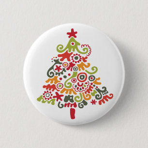 Badge Rond 5 Cm Arbre de Noël coloré