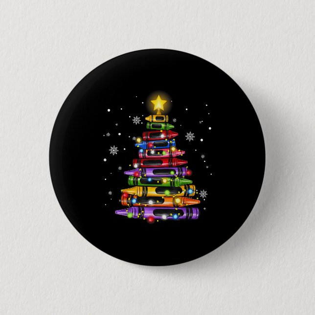 Badge Rond 5 Cm Arbre de Noël craie enseignant lumières étudiant é (Devant)