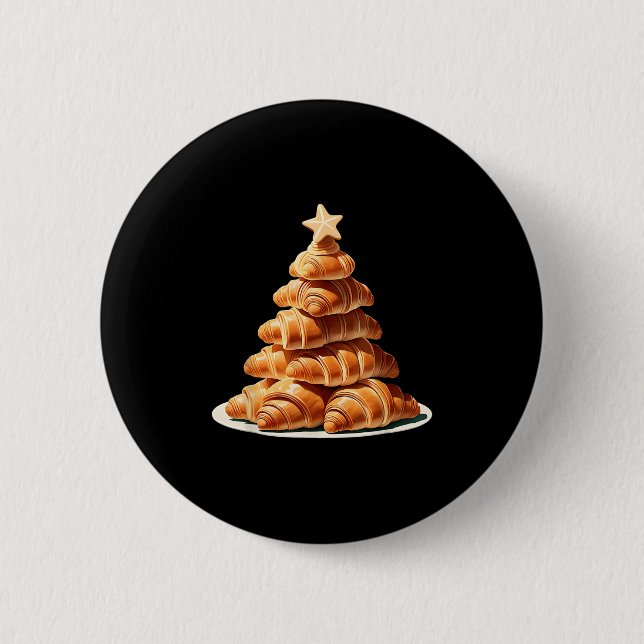 Badge Rond 5 Cm Arbre de Noël Croissant (Devant)