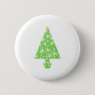 Badge Rond 5 Cm Arbre de Noël dans vert et le blanc