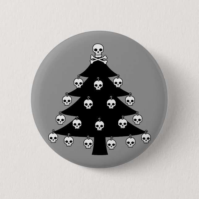 Badge Rond 5 Cm Arbre de Noël de crâne (Devant)
