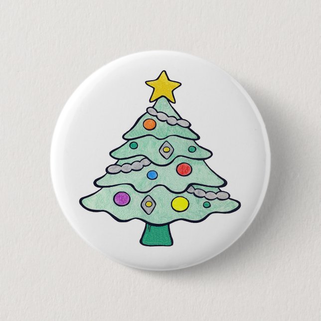 Badge Rond 5 Cm Arbre de Noël de crayon (Devant)
