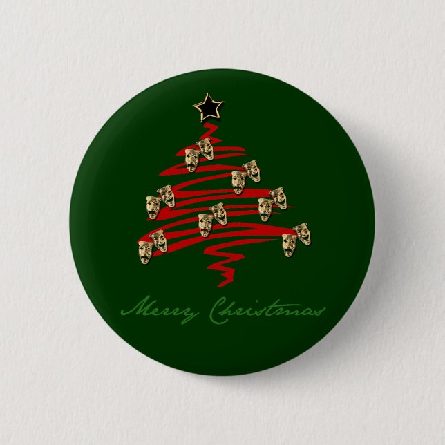 Badge Rond 5 Cm Arbre de Noël de masque de drame (Devant)